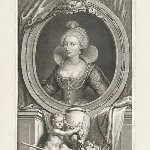 Portrait Anna Denmark Queen England urn crown