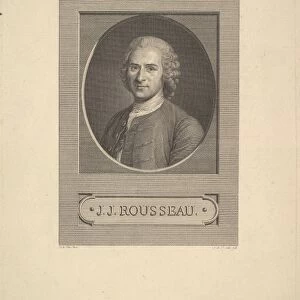Portrait Jean-Jacques Rousseau 1777 Etching engraving