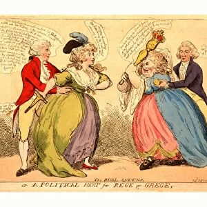 The rival queens or a political heat for Rege & Grege, engraving 1789, An encounter