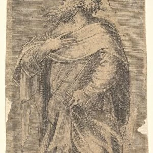 Saint Jude facing left book under left arm Christ