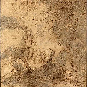 Salvator Rosa (Italian, 1615 - 1673), Landscape, mid 1660s, pen and brown ink with