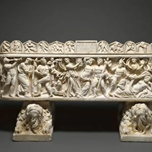Sarcophagus and Lid, Crouching Lion Supports