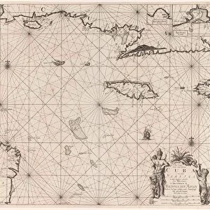 Sea chart of the south coast of Cuba and Jamaica, Jan Luyken, Claes Jansz Voogt