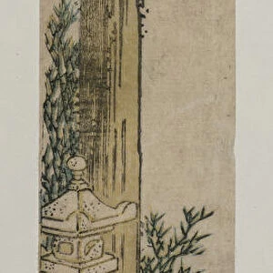 Shrine Attendant Raking Maple Leaves 1830 early 1830s