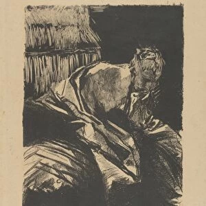 Study Young Man Seated ca 1895 Transfer lithograph