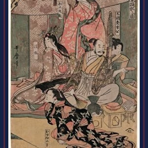 TaikAc gosai rakutAc yA'kan no zu, Hideyoshi and his wives. Kitagawa, Utamaro, 1753?-1806