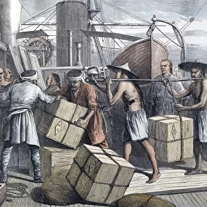 Taking in cargo at Singapore in 1873