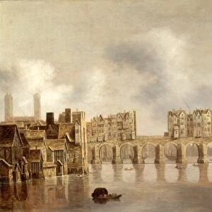 View of London Bridge Signed and dated, lower left: C. D. Jongh, Fexit 1632"