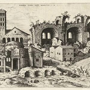 View of the Temple of Romulus and the Basilica of Constantine, Hieronymus Cock, 1551