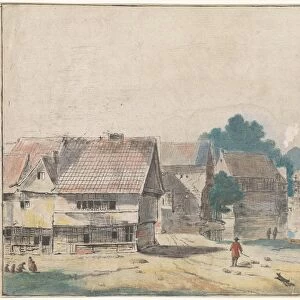 Village with houses with timber, Hendrik Spilman, Josua de Grave, 1742 - 1784