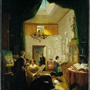 Women Art Class ca 1868 Oil canvas 26 7 / 8 x 23 1 / 4