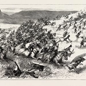 The Zulu War - Charge of the Seventeenth Lancers at the Battle of Ulundi, Engraving 1879
