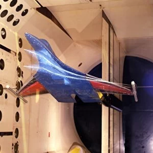 The Active Flexible Wing model undergoing tests in a wind tunnel
