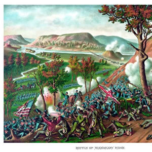 American Civil War print featuring the Battle of Missionary Ridge