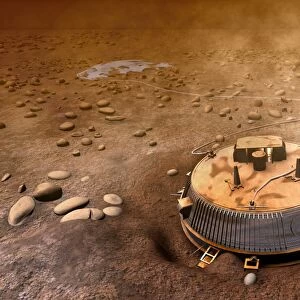 Artists concept of the area surrounding the Huygens landing site