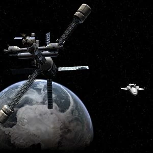 Artists concept of a lunar cycler approaching Earth