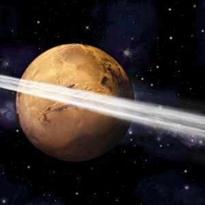 Artists depiction of the comet C / 2013 A1 making a close pass by Mars