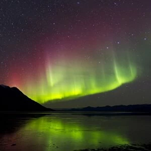 Aurora borealis with Big Dipper over Kluane Lake, Yukon, Canada