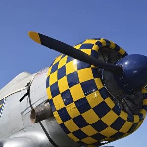 Close-up view of the propeller on an AT-6F Texan aircraft