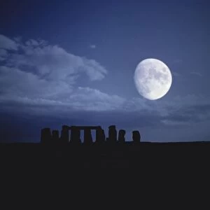 Composite of the moon over Stonehenge, Wiltshire, England