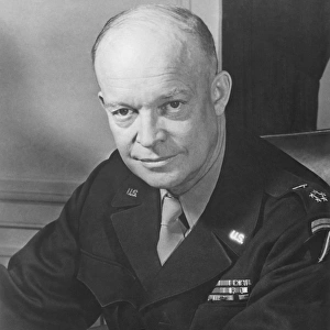 Digitally restored vintage WWII photo of General Dwight D. Eisenhower