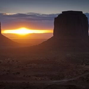 The famous Mitten formations in Monument Valley, Utah