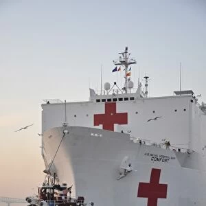 The hospital ship USNS Comfort departs for deployment