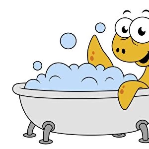 Illustration of a bathing Loch Ness Monster