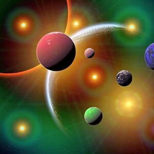 Illustration of the variations of stars and planets in the Milky Way galaxy