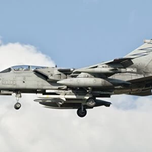An Italian Air Force Panavia Tornado ECR returns from a mission over Libya