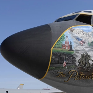 A KC-135 Stratotankerdisplaying patriotic nose art