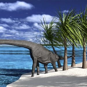 Large Brachiosaurus on the shoreline