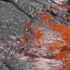 Lava bubble bursting through crust of active lava lake, Erta Ale volcano, Danakil Depression