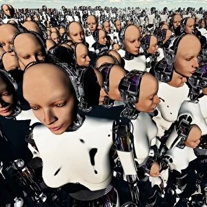 A mass gathering of female like Androids