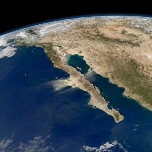 Oblique view of Baja California and the Pacific coast of Mexico