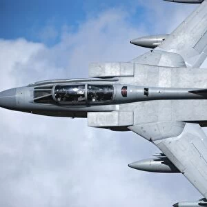 A Royal Air Force Tornado GR4 low flying over North Wales