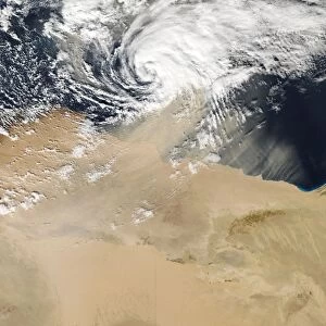 Satellite view of a dust storm over Egypt