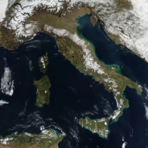 Satellite view of snow in Italy