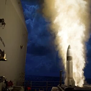 A Standard Missile-3 is launched from USS Lake Erie