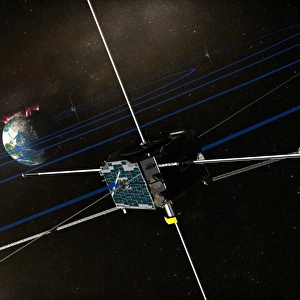 The five THEMIS spacecraft in orbit around the Earth
