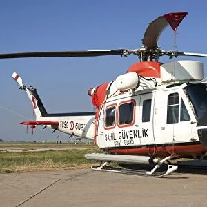 A Turkish Coast Guard Bell 412EP on static display