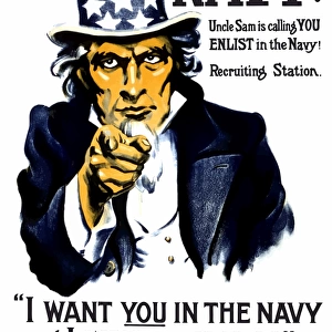 Vintage World War I poster of Uncle Sam pointing at the reader