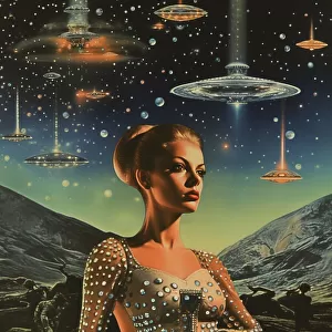 Take Me To Your Leader Space Collage Art