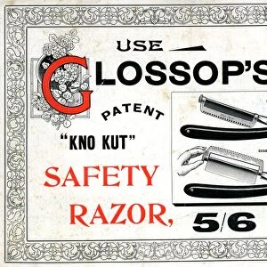 Advertisement: Glossops Patent Kno Kut Safety Razors