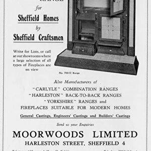 Advertisement for Moorwoods Limited, Kitchen Ranges, Harleston Road, 1939