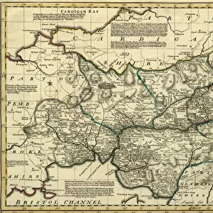County Map of Camarthenshire, Wales, c. 1777