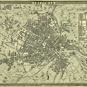 19th-Century Print of Sheffield Plan 19th-Century Print of Sheffield Plan