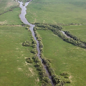 Aerial view of Kasari river, Matsalu National Park, Estonia, May 2009