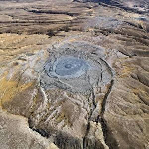 Aerial view of mud volcano, Azerbaijan