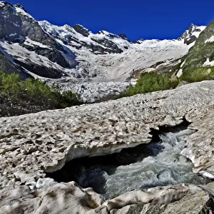 Alibek glacier in Alibek valley near Dombay, Teberdinsky Biosphere reserve, Caucasus